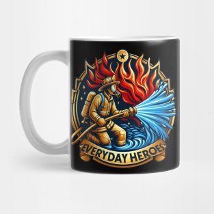 Heroic Firefighter Battling Blaze Mug